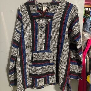Artisan Woven Baja Pullover with Bold Stripes